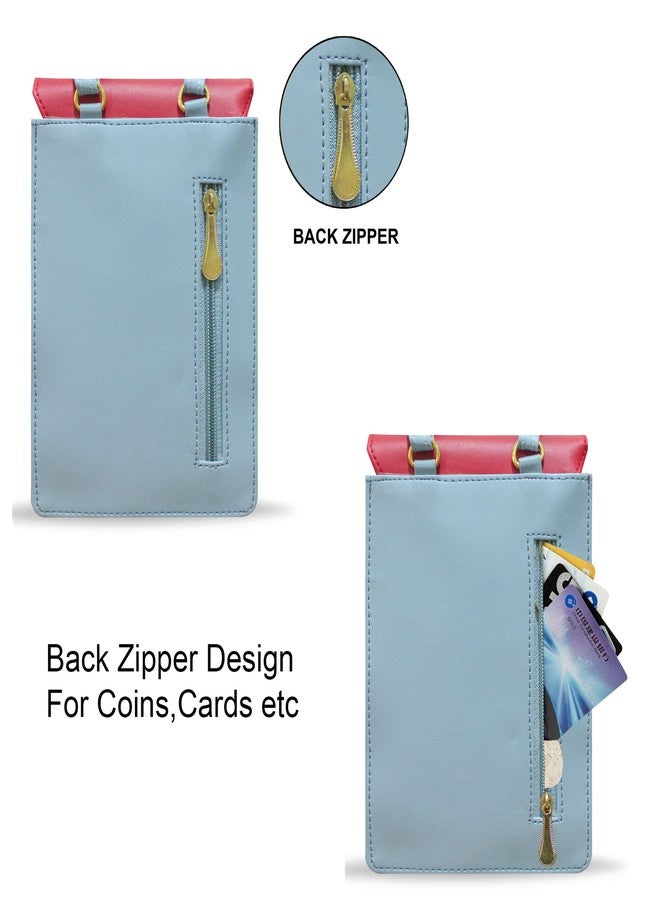 TGK Women's Small Cross-Body Phone Bag Stylish PU Leather Mobile Cell Phone Holder Pocket Purse Wallet Sling Bag Mini Shoulder Bags (Sky Blue, Red) - Image 3